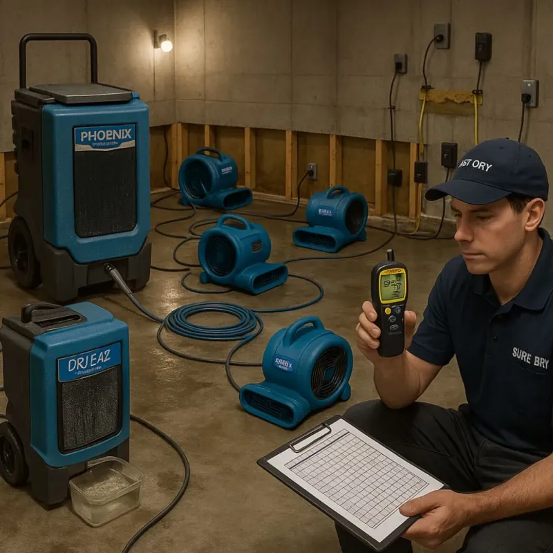 Structural Drying and Dehumidification process in Timpson, TX